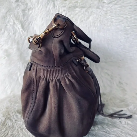 Miu Miu Gray Suede Leather Women’s Crossbody Satchel 2 Way Bag Fridge Vitello - Picture 7 of 17